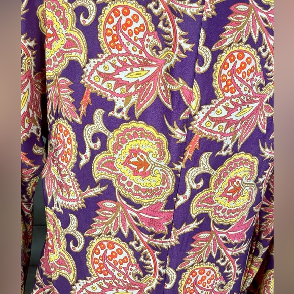 Ann Taylor LOFT Petites Purple Paisley Print Long Sleeved Midi Dress Sz XSP - Picture 4 of 16